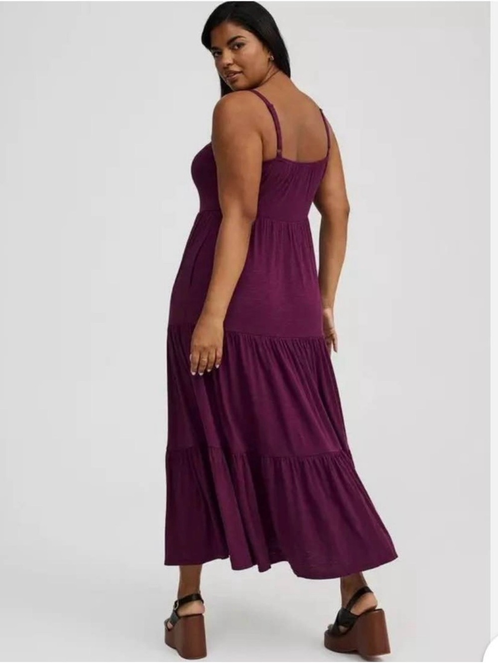 torrid EUC Plum Tiered Spaghetti-Strap Maxi Dress - Picture 5 of 5
